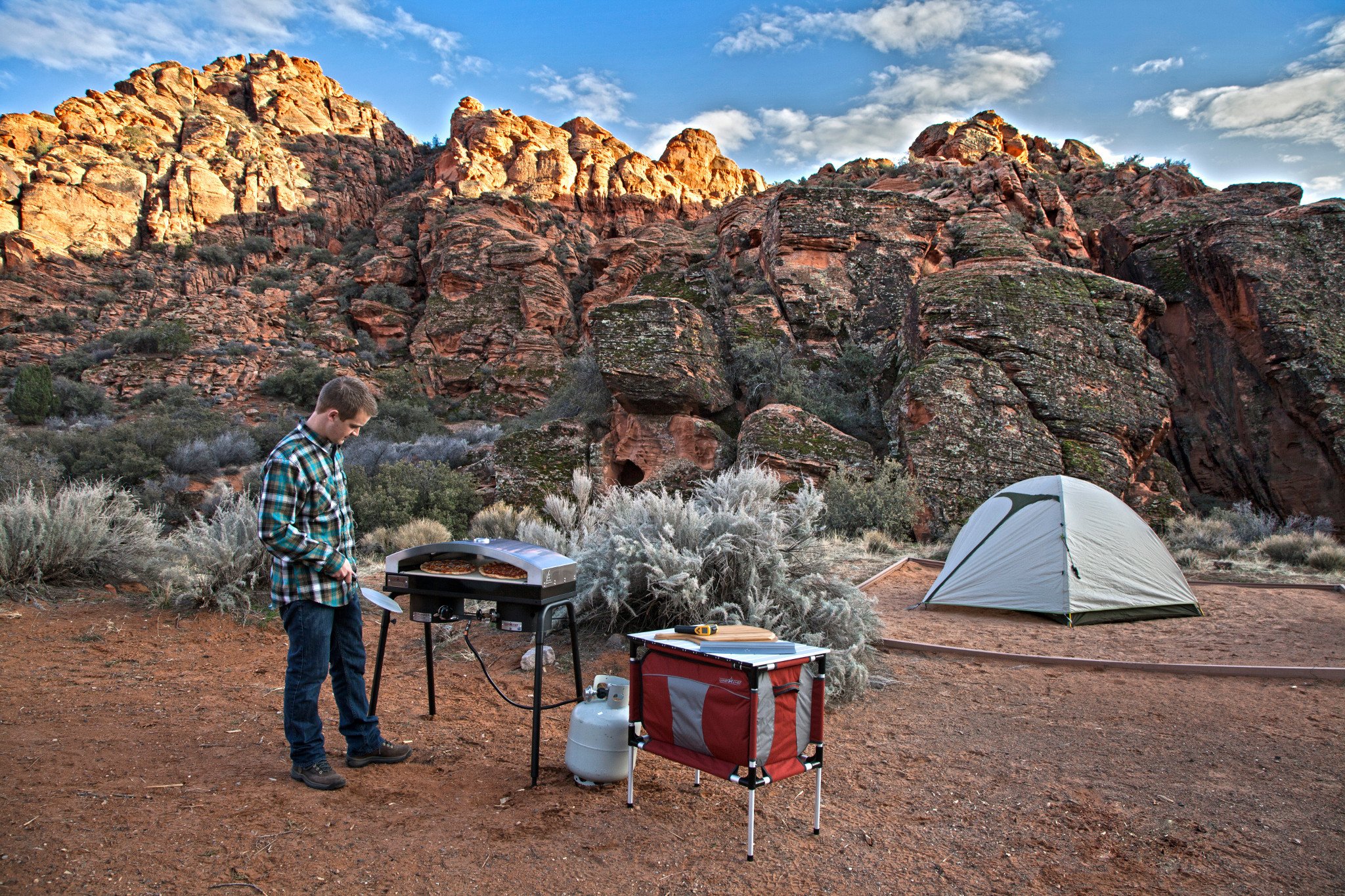 Camp Chef Sherpa Table & Organizer - Portable Aluminum Camping Table for Outdoor Cooking & Gear Storage - Perfect for Camping, Picnics & Backyard BBQs