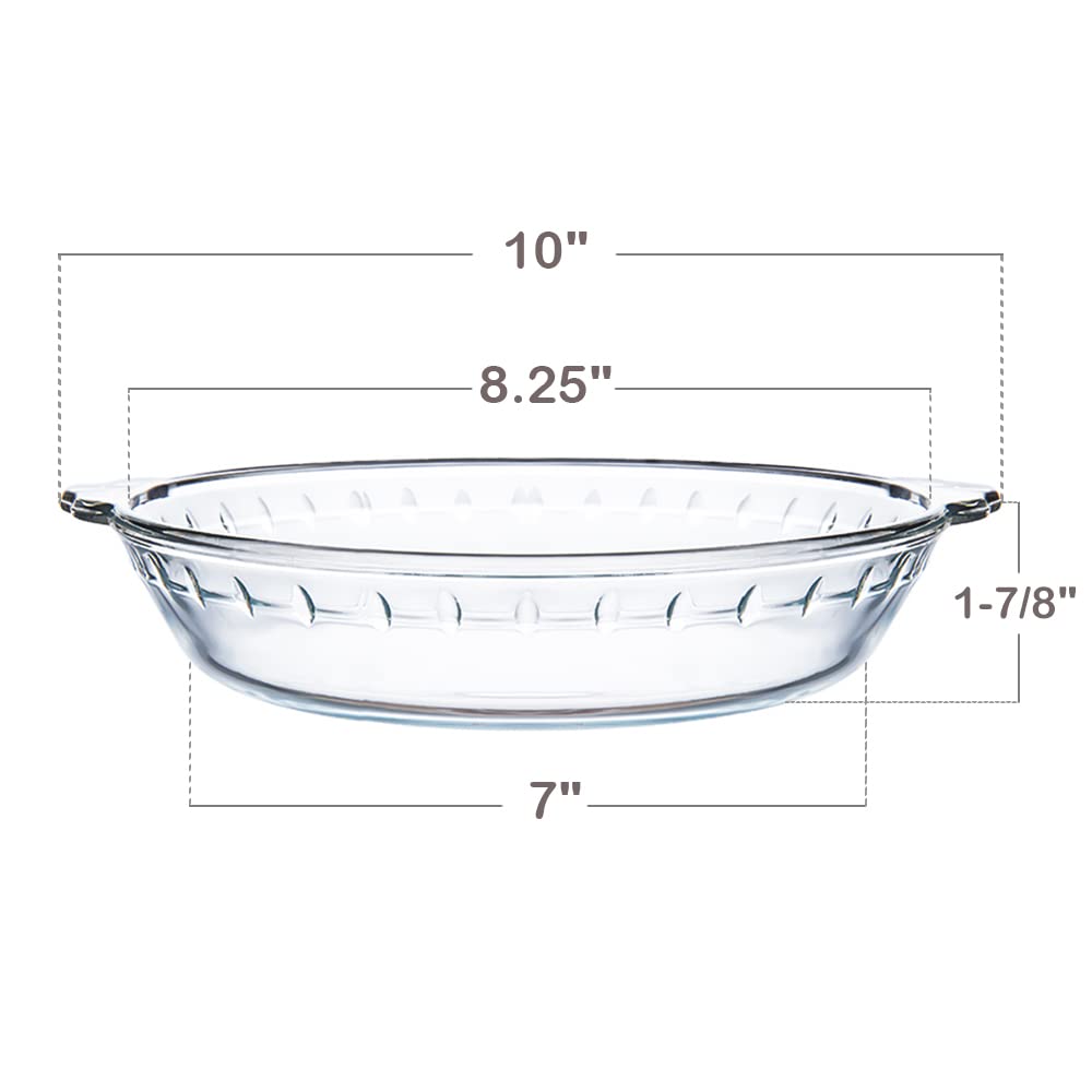 Kingrol 3-Pack 9-Inch Glass Pie Plates with Handles - Clear Baking Dishes for Pies, Snacks, Salads & Desserts - Perfect for Thanksgiving, Potlucks & Family Gatherings