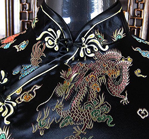 7Fairy Women's Vintage Black Mini Cheongsam Evening Dress - Elegant Chinese Qipao for Prom, Party & Special Occasions