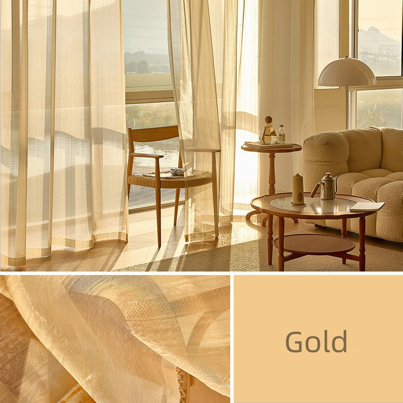 Custom Sheer Warp Knit Curtains for Living Room & Bedroom - Elegant Light Filtering Window Drapes by Elin