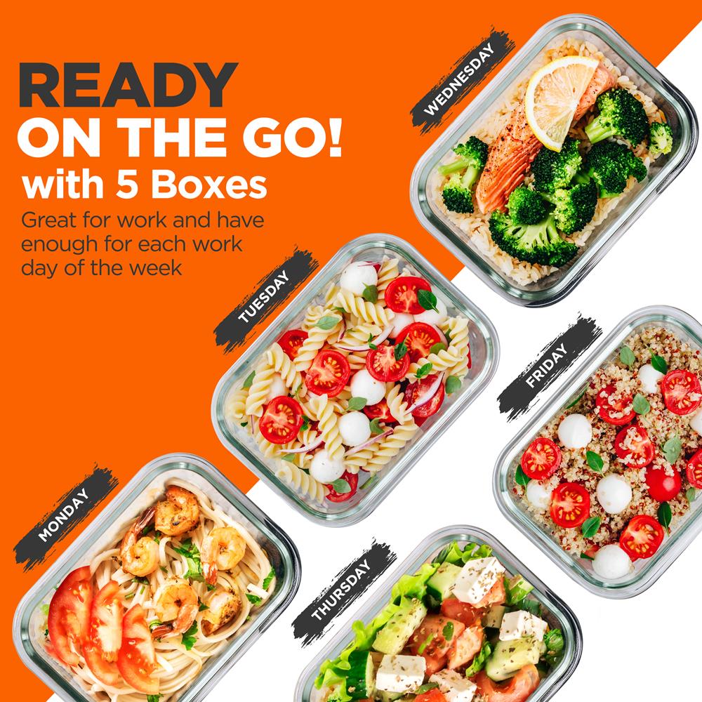 Premium High Borosilicate Glass Food Storage Containers - Airtight, Microwave & Oven Safe, BPA-Free - Perfect for Meal Prep, Leftovers & Kitchen Organization