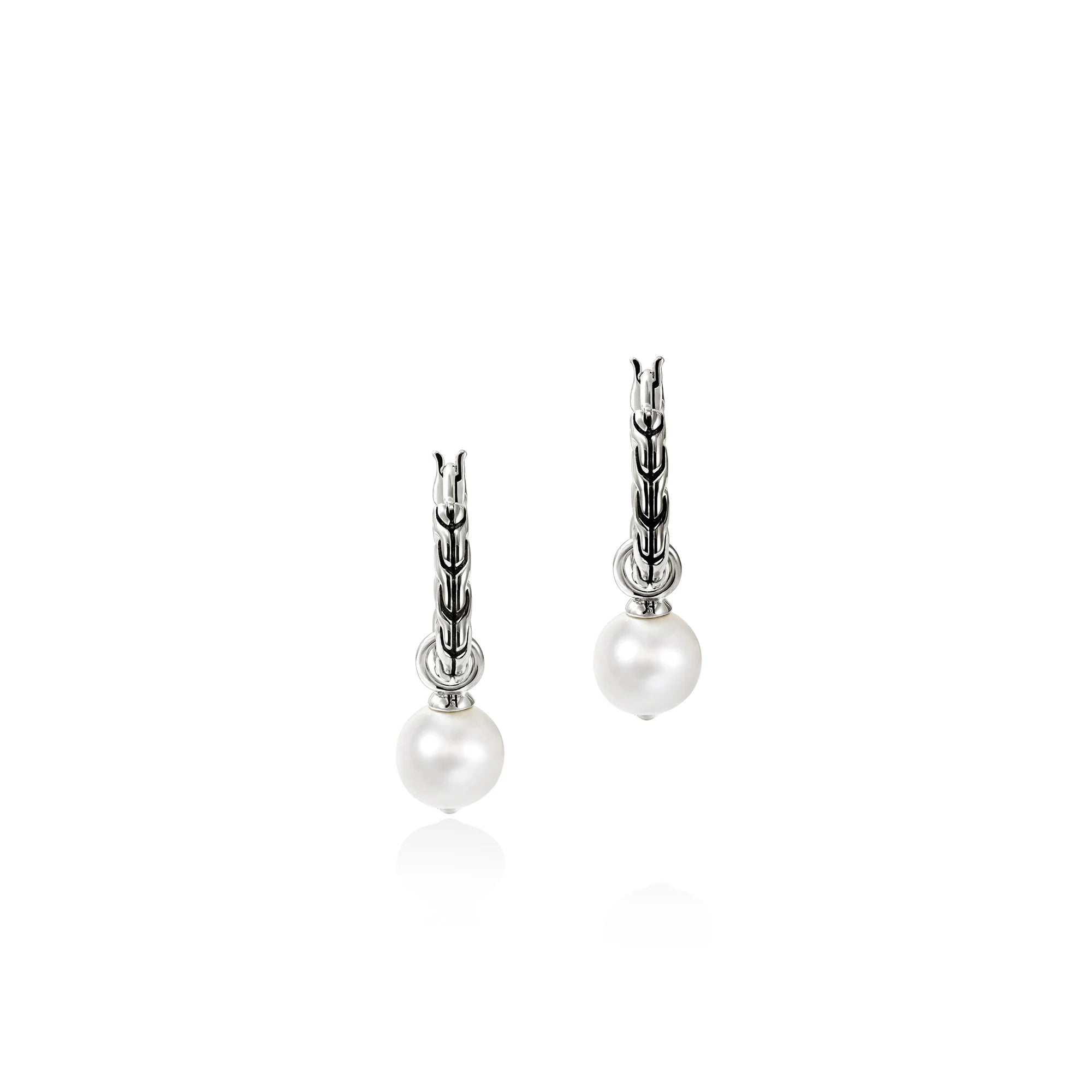 Elegant Classic Chain Pearl Hoop Earrings for Women - Vintage Style Dangle Ear Jewelry - Perfect for Weddings, Parties & Everyday Wear