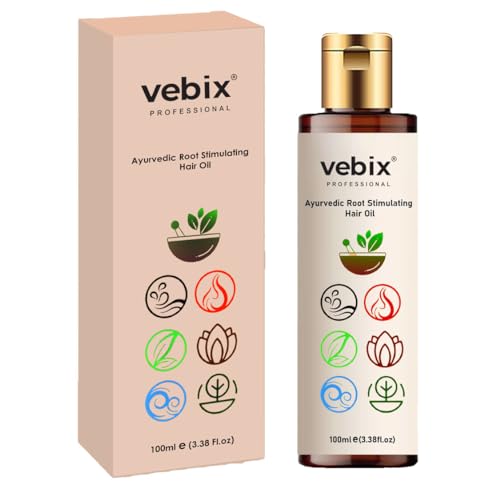 Vebix Professional Ayurvedic Hair Growth Oil for Women & Men - 100% Natural Root Stimulating Treatment for Hair Fall Control & Thicker Hair - 100ml | Perfect for Daily Scalp Massage & Overnight Hair Care