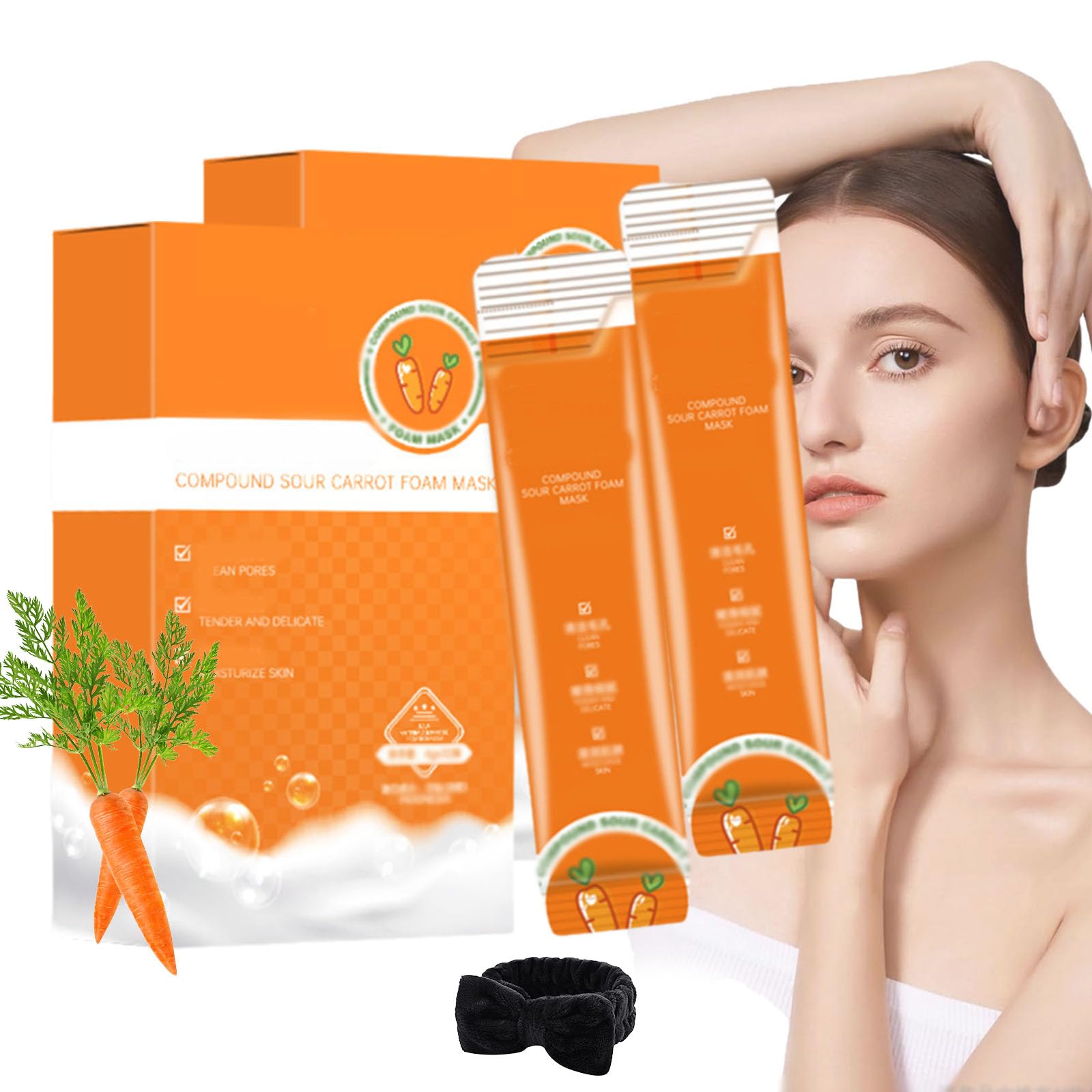 Carrot Compound Acid Foam Mask - Pore Purifying Bubble Clay Mask (2 Pack) for Deep Cleansing & Blackhead Removal | Perfect for Oily & Acne-Prone Skin