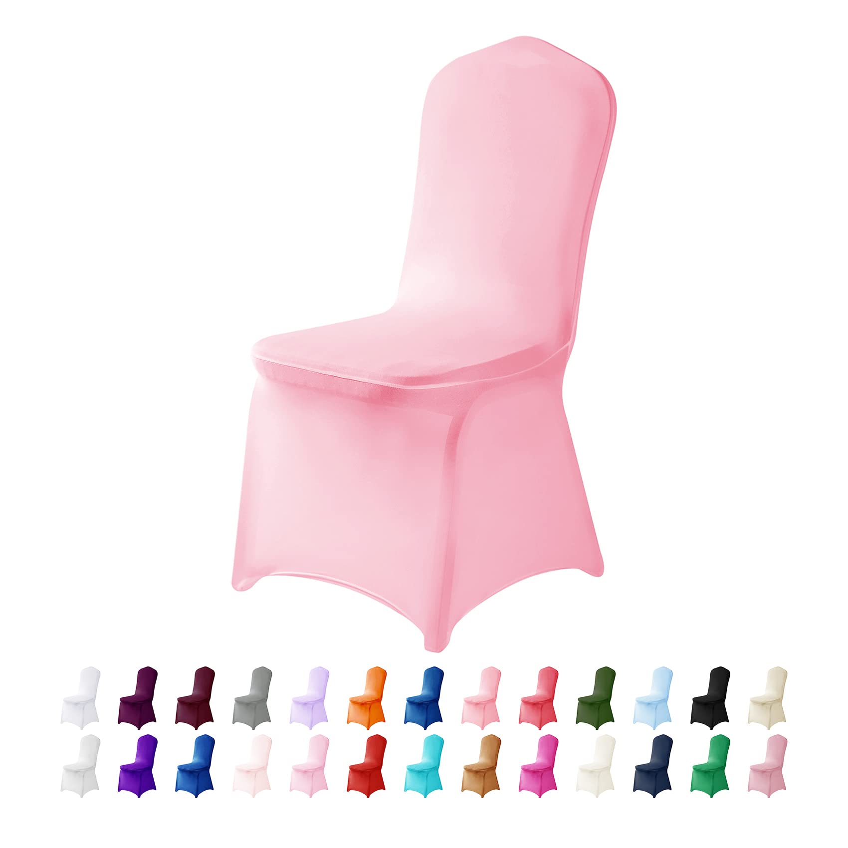 12PCS Spandex Stretch Chair Covers - Washable Removable Elastic Dining Chair Slipcovers for Living Room, Party, Banquet, Wedding & Hotel Events (Pink) - Perfect for Home Decor and Event Seating Protection