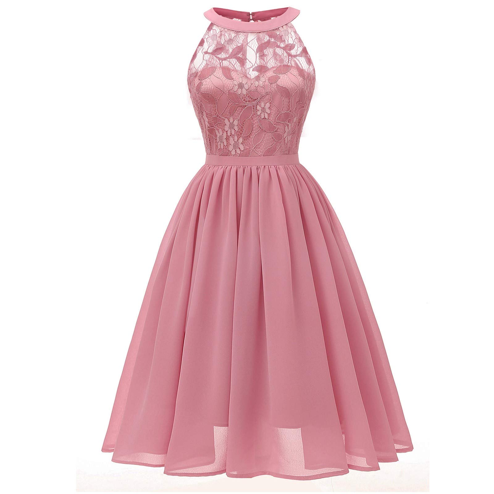iQKA Women's Floral Lace Sleeveless Mini Dress - Elegant A-Line Swing Cocktail Dress for Summer Weddings, Parties & Special Occasions | Perfect for Bridal Showers, Garden Events & Date Nights