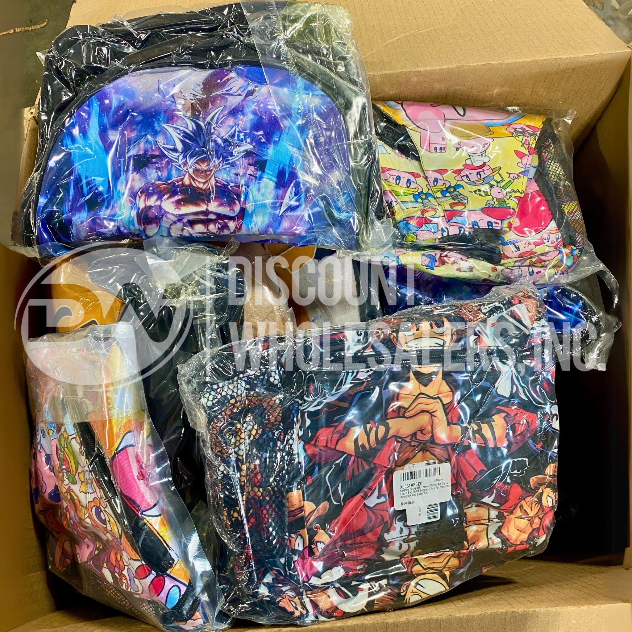 Anime & Character Themed Backpacks, Lunch Bags, Blankets - 100 Pcs Bulk Lot for School, Travel & Home Decor