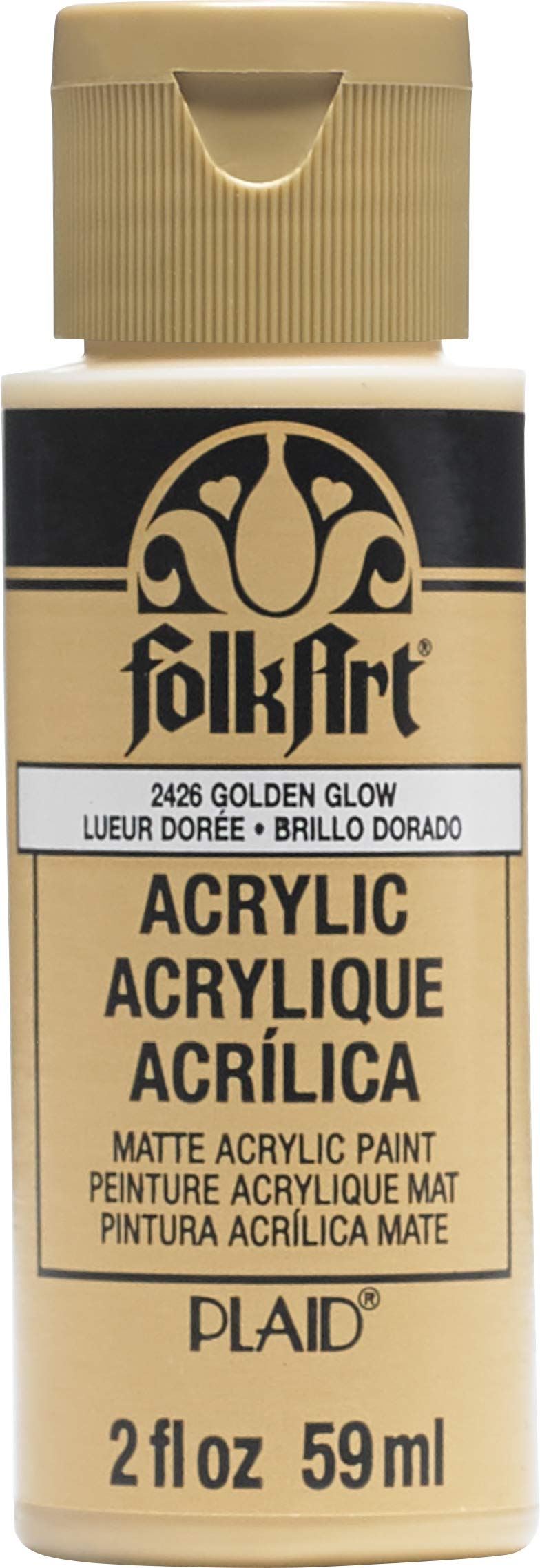 FolkArt Golden Glow Acrylic Paint - 2 Fl Oz Bottle for DIY Crafts, Home Decor & Canvas Art Projects