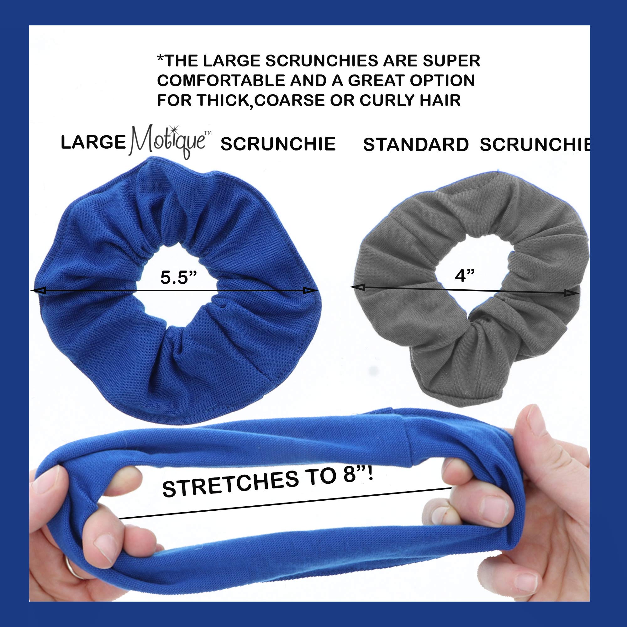 36 Pcs Large Solid Scrunchies Hair Elastics - Navy | Soft No-Slip Hair Ties for Women & Girls, Perfect for Workouts, School, Office & Everyday Use