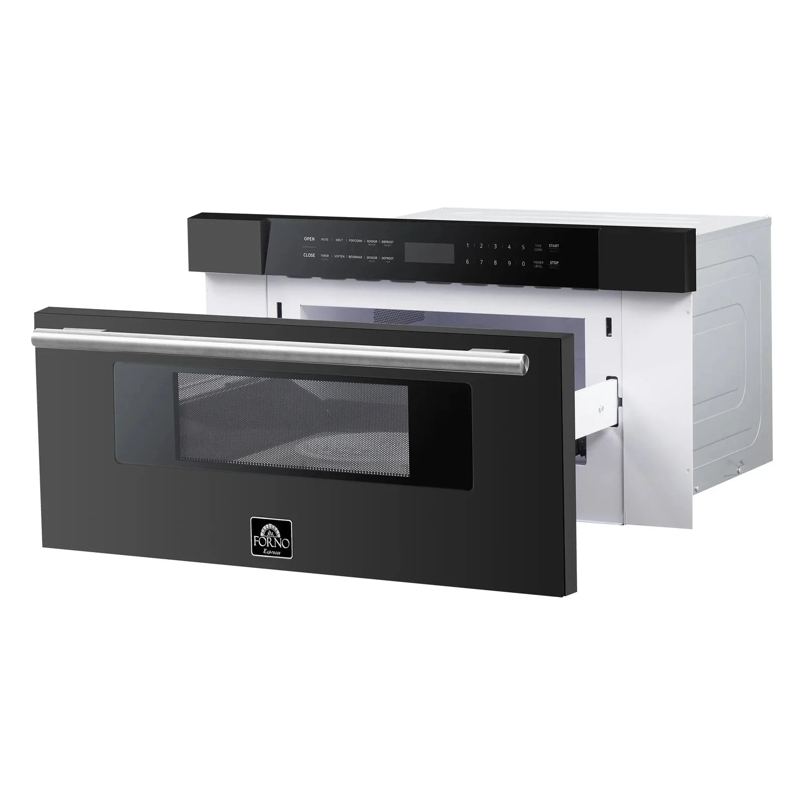 Forno FMWDR3000 30-Inch Built-In Microwave Drawer in Black with Antique Brass Finish - Perfect for Modern Kitchens, Small Spaces & Luxury Home Upgrades