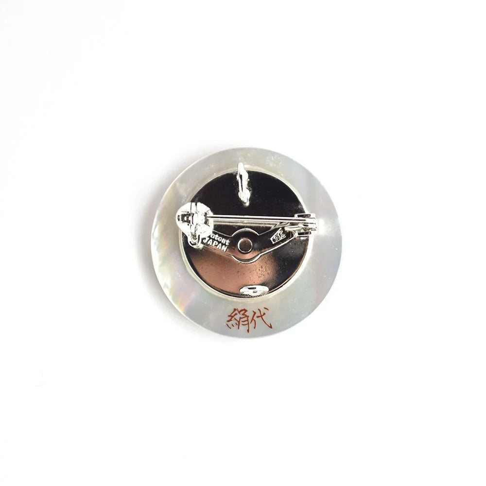 Exquisite Maki-e Urushi Lacquer Brooch with White South Sea Pearl Shell & Chrysanthemum Design | Traditional Japanese Lacquer Jewelry | Perfect for Formal Occasions, Gift Giving & Cultural Events