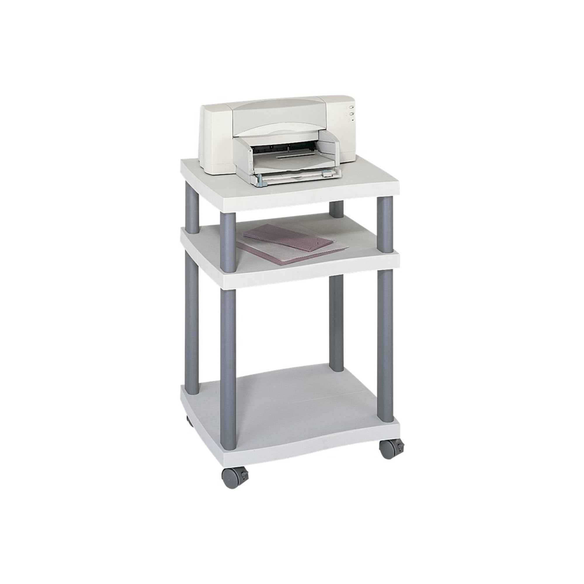 Safco 1860GR Wave Desk Side Printer Stand - Light Gray | Compact & Sturdy Printer Holder for Home & Office Workspace Organization