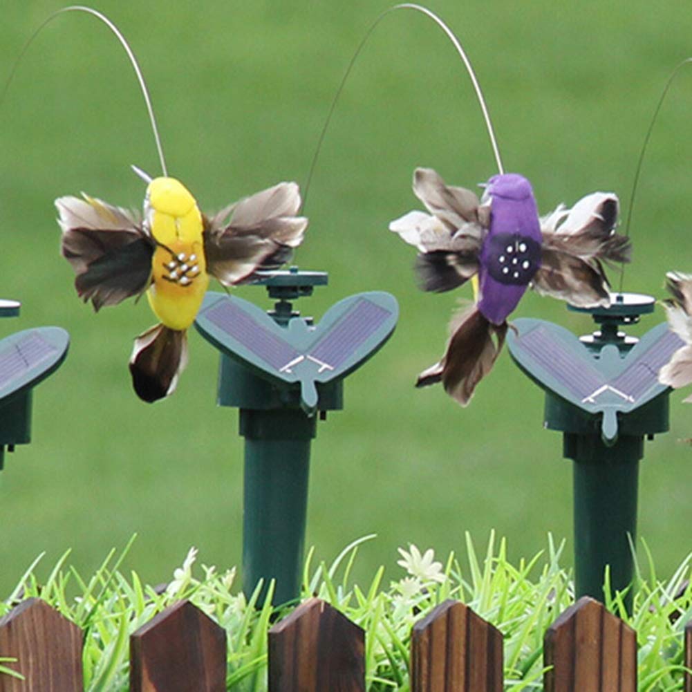 Solar Powered LED Hummingbird Garden Decor - Flying Feather Wing Solar Bird Ornament for Yard & Patio | Outdoor Solar Garden Decoration for Lawn, Flower Beds & Backyard