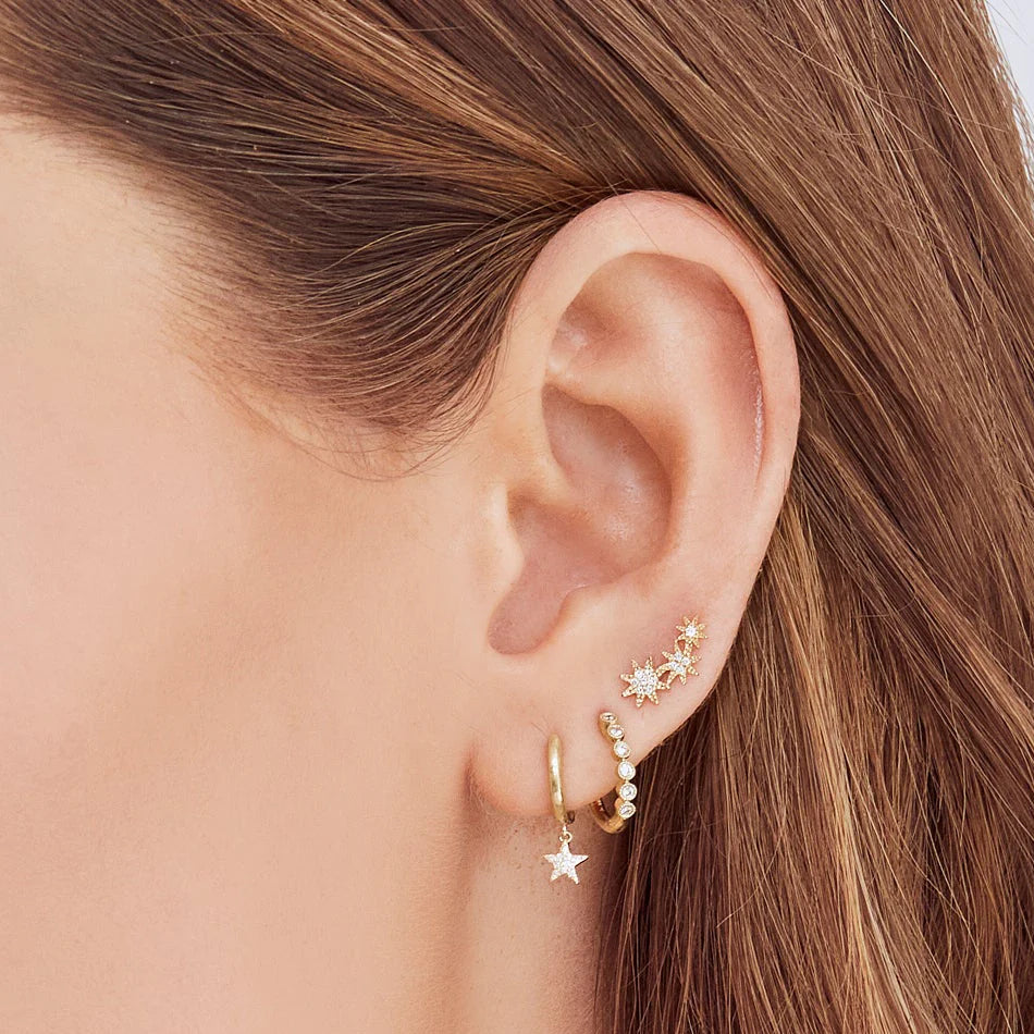 Stunning Diamond Starburst Crawler Earrings for Women - Elegant Dangle Drop Earrings for Party, Wedding & Evening Wear - 925 Sterling Silver Fashion Jewelry Gift