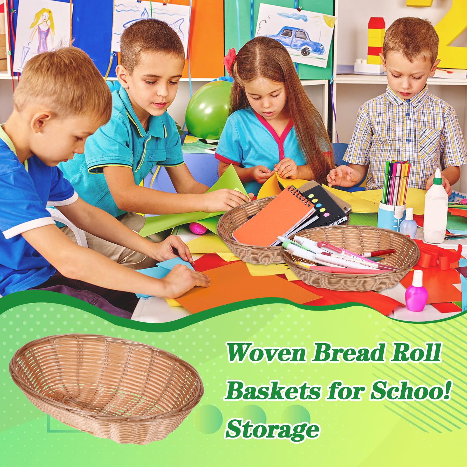 12 Pack Plastic Oval Baskets - Small Fruit & Bread Storage Bins for Kitchen, Restaurant, Home Decor | Perfect for Gift Packaging, Food Serving & Display Organization