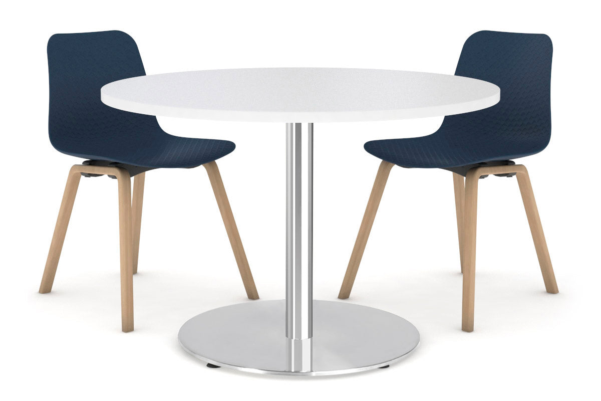 Sapphire Disc Base Cafe Table - 31.5 Inch Round Glass Top Outdoor Bistro Table for Patio, Garden, and Restaurant Use