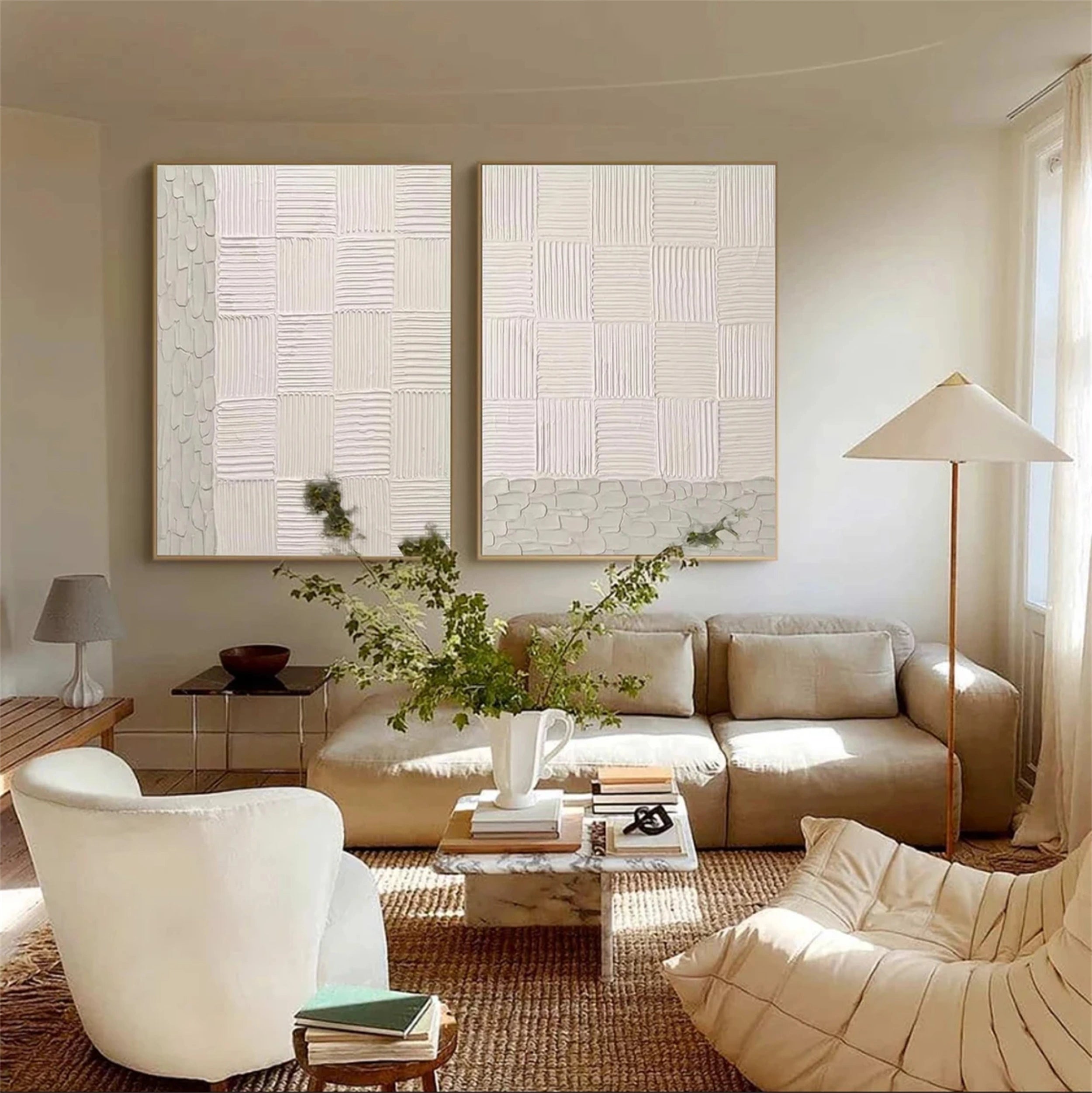 Abstract Tranquility Wall Art Set of 2 - Modern Canvas Paintings for Living Room, Bedroom & Office Decor #WS119 | Perfect for Home & Office Interior Design