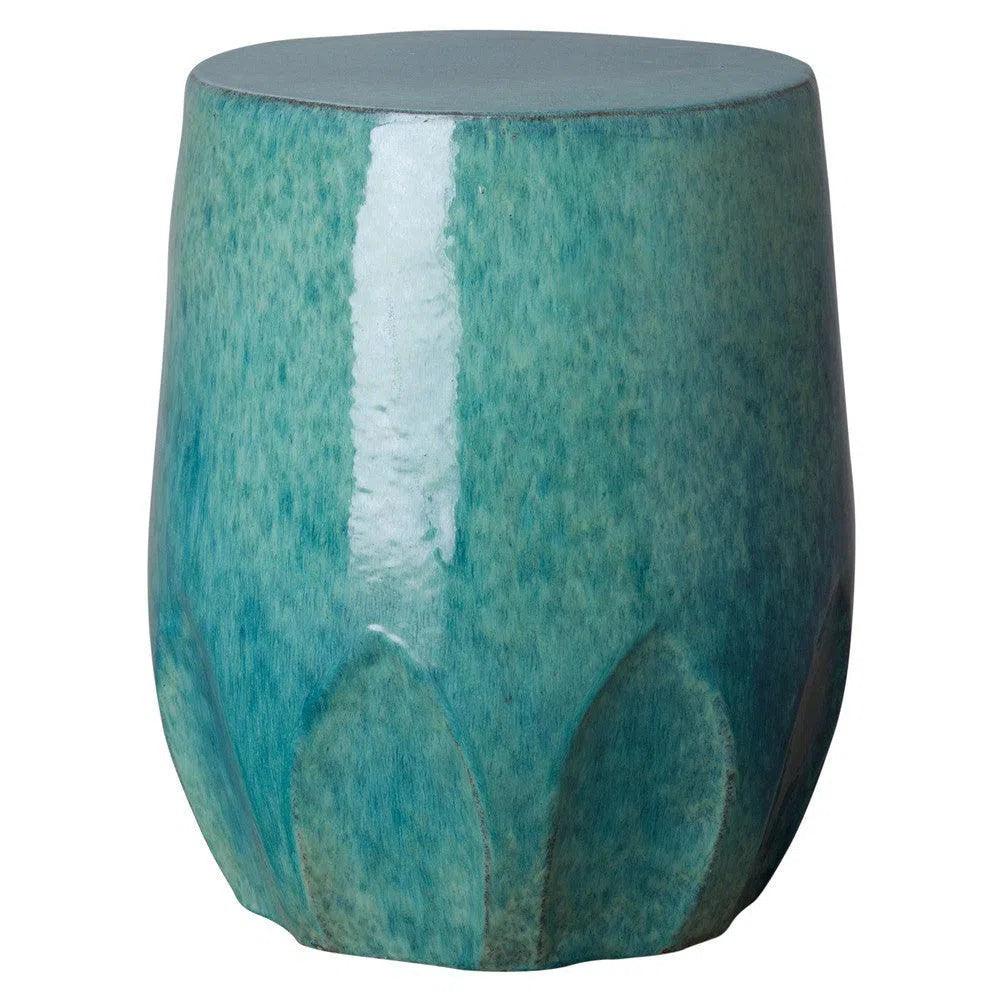 22 Inch Large Calyx Ceramic Outdoor Garden Stool - Perfect for Patio, Porch, Balcony & Backyard Decor