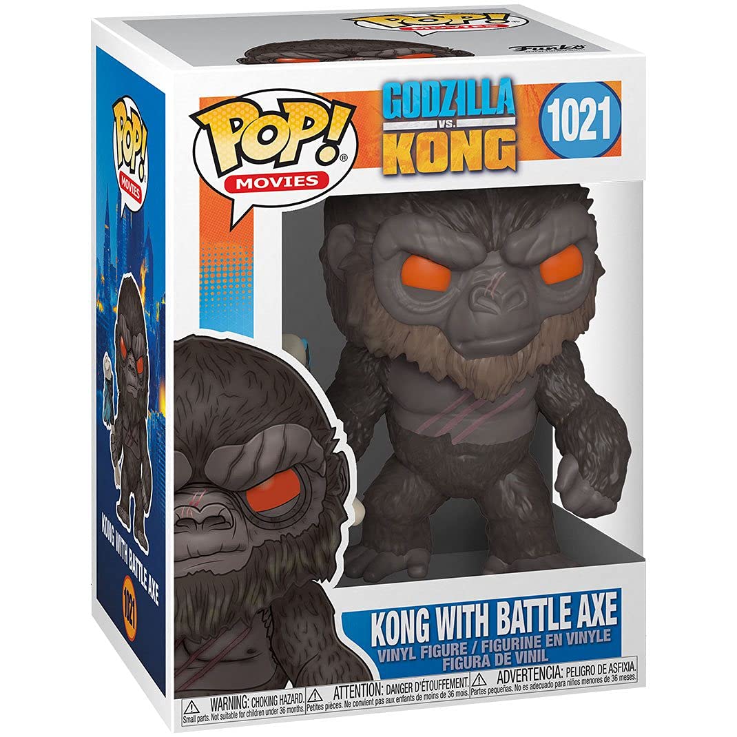 POP King Kong with Battle Axe 1021 - Godzilla vs Kong Movie Vinyl Collectible Figure (Includes Display Protector Case) - Perfect for Home Decor, Office Display & Anime Collections