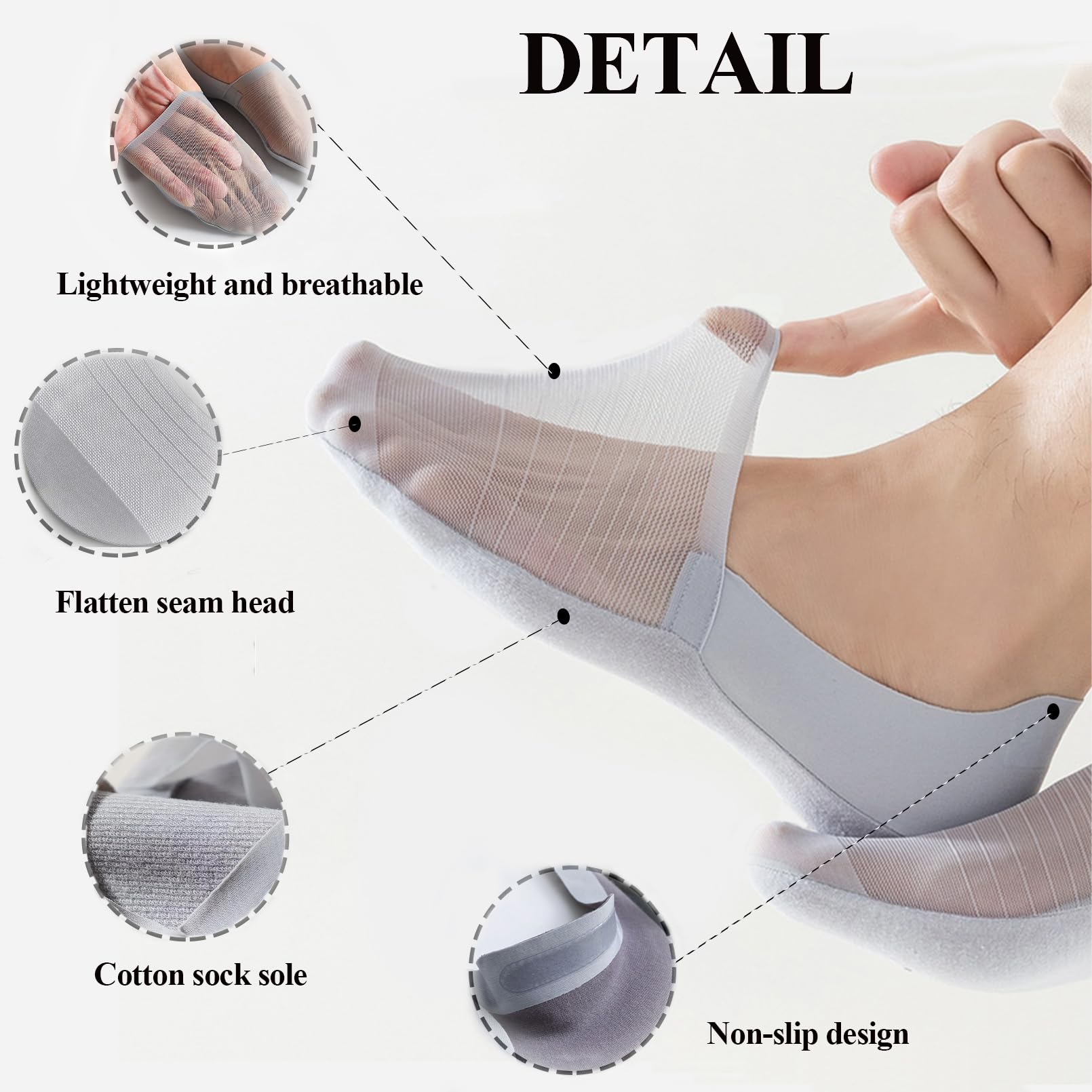 6 Pairs No Show Socks for Men & Women - Low Cut Invisible Hidden Liner Socks with Non-Slip Grip for Flats, Boat Shoes & Sneakers - Perfect for Casual Wear, Workouts & Daily Comfort