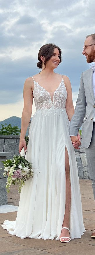 Jenny Yoo Kelsey Gown - Elegant A-Line Wedding Dress with Lace Details | Perfect for Bridal, Formal Events & Special Occasions