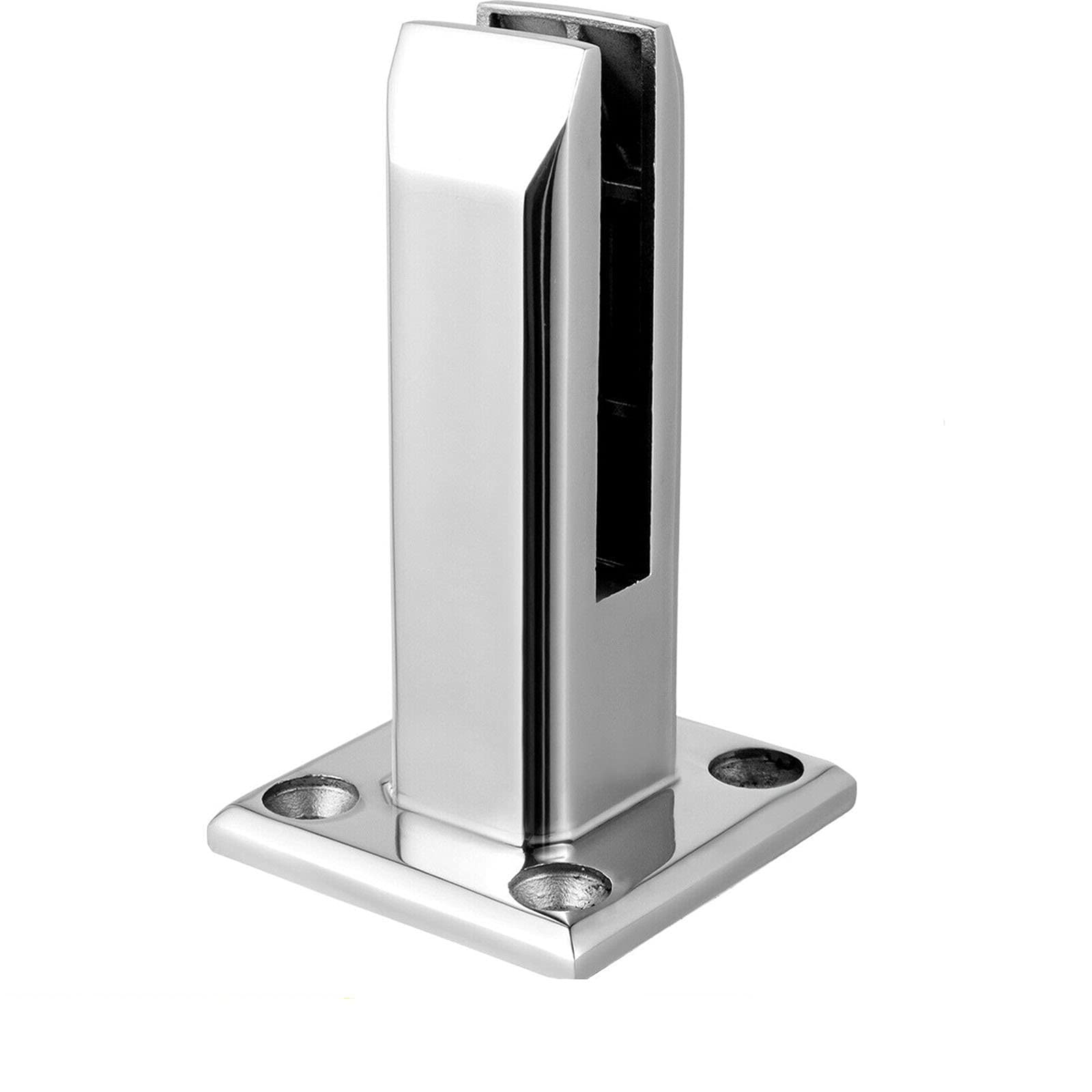NLBN 4/10pcs Stainless Steel Glass Clamp for Floor Standing, Stairs, Balcony Post - Silver Square Balustrade Railing Clips for Glass Fence (4pcs) - Perfect for Home, Office & Outdoor Safety Railings