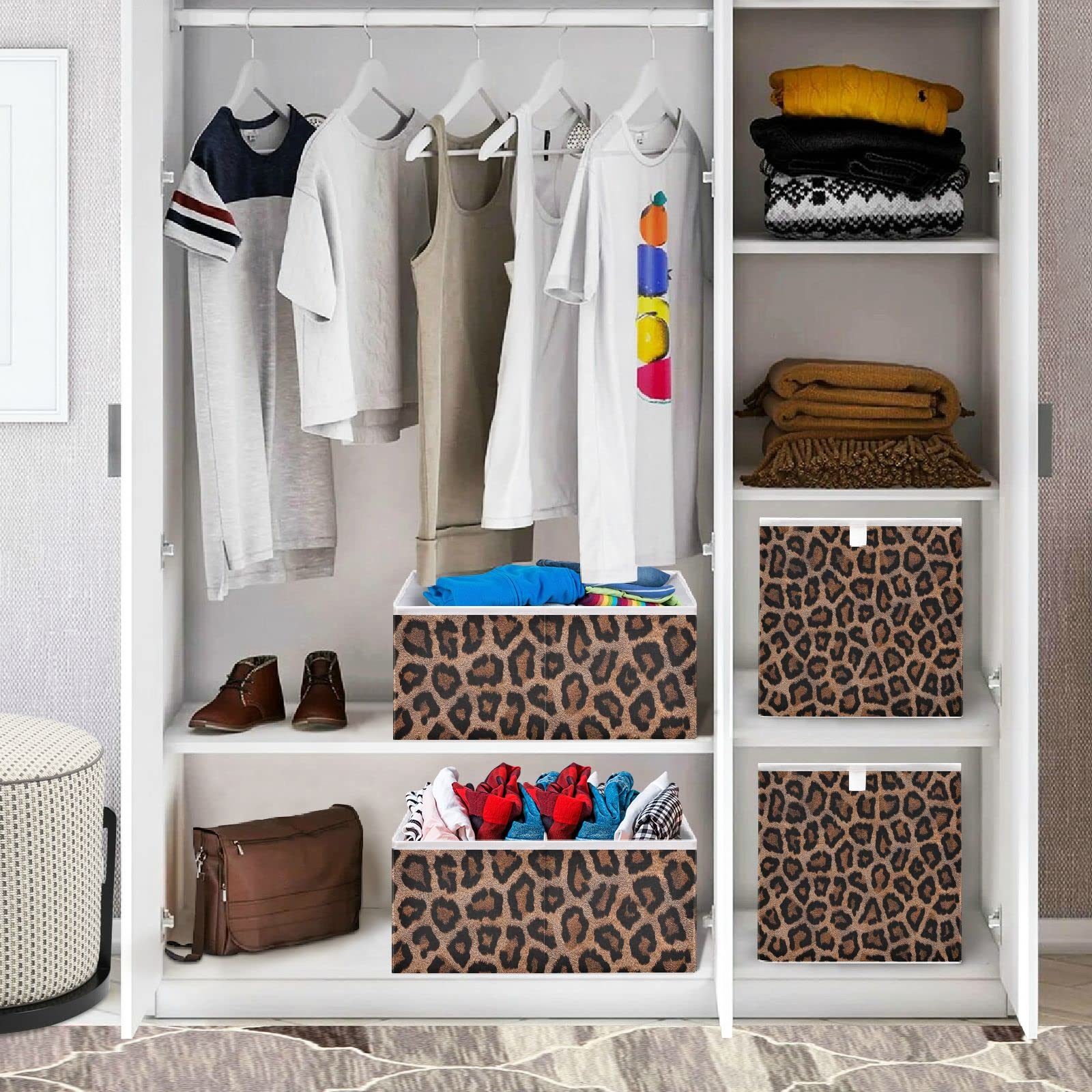 Leopards Collapsible Storage Bin - Rectangular Toy Organizer Box for Kids Playroom | Foldable Storage Basket for Children's Toys, Books & Playroom Organization