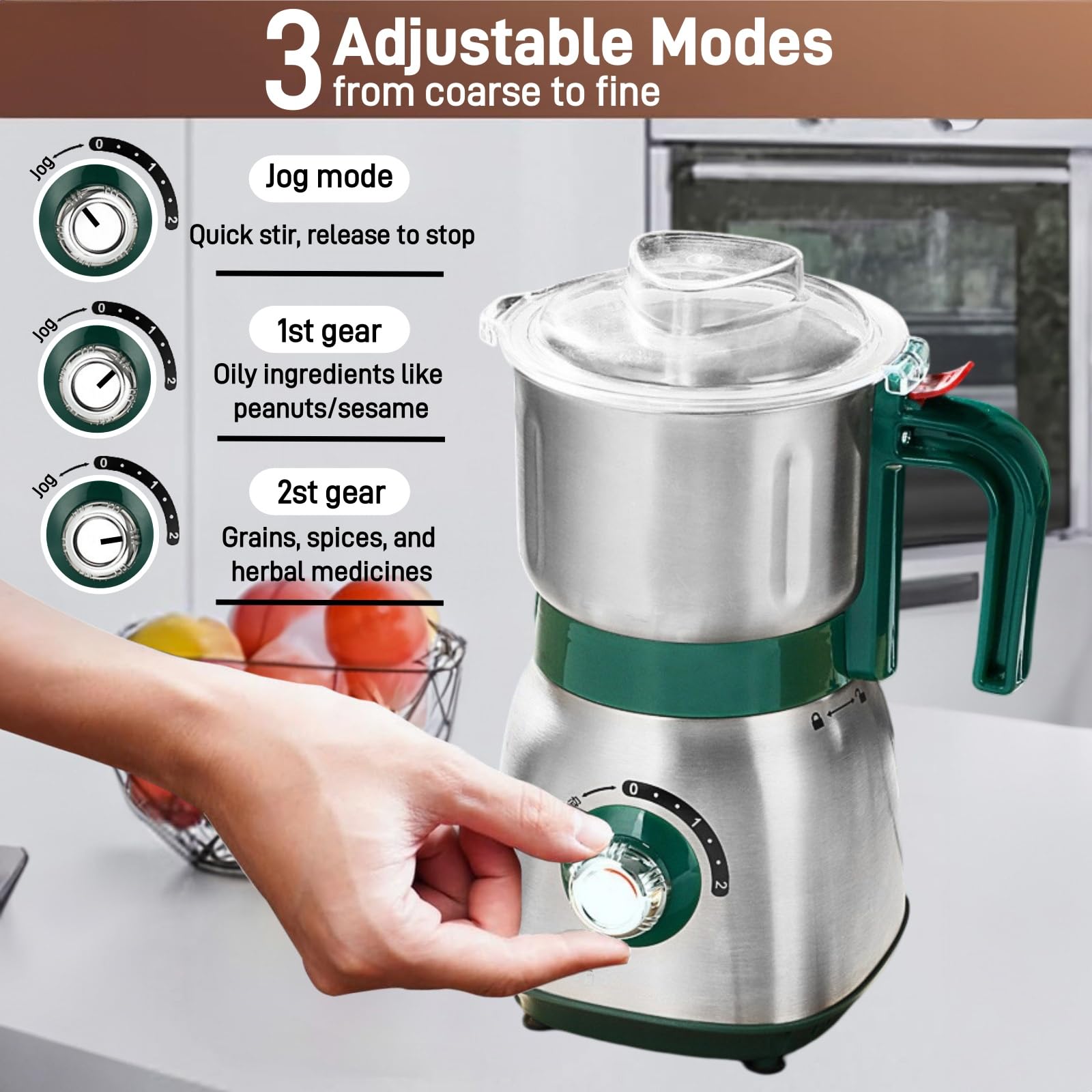 600g Electric Grain Grinder for Coffee, Spices & Herbs - Adjustable Wet/Dry Mill with Removable Bowl & Funnel - Perfect for Home Kitchen, Baking & Coffee Brewing