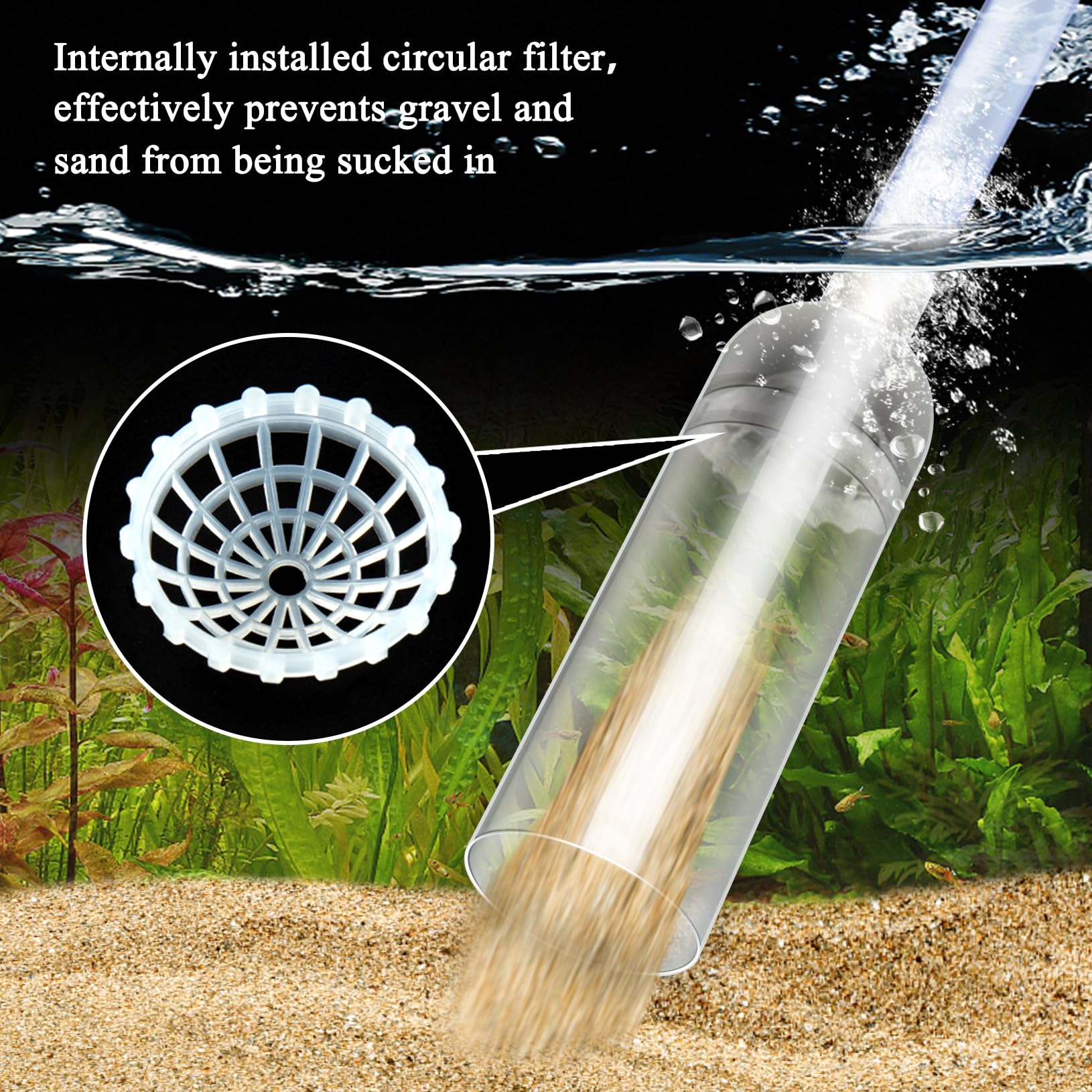 Ponpon Aquarium Gravel Cleaner - Manual Siphon Vacuum for Fish Tank Sand & Gravel Cleaning with Water Changer Function | Perfect for Freshwater & Saltwater Tank Maintenance