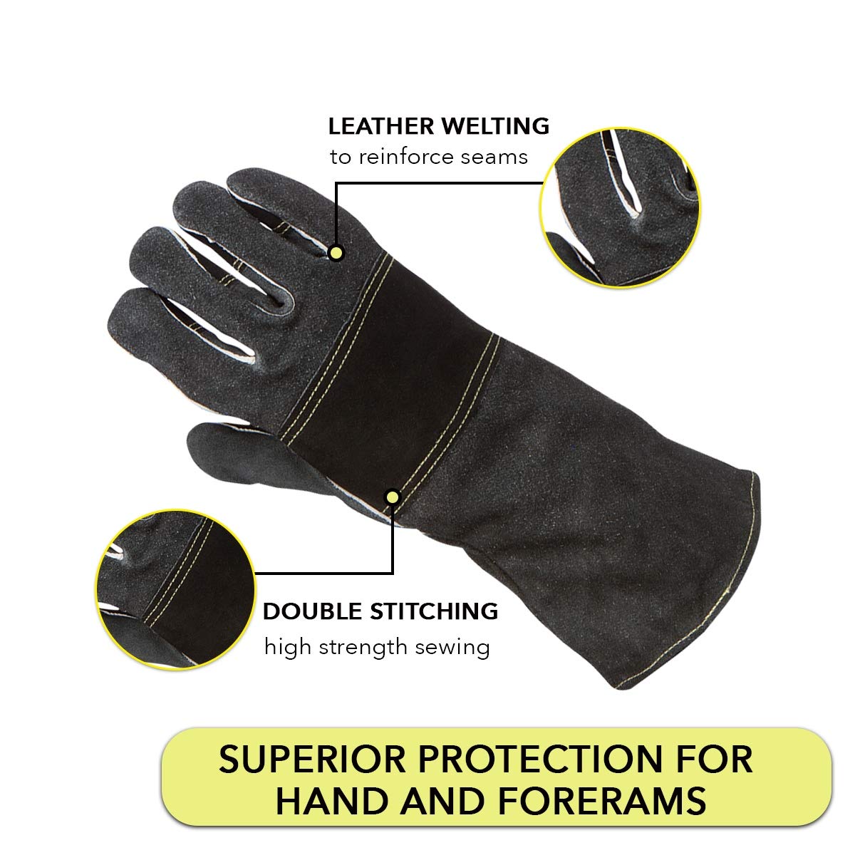 Heat Resistant Leather Welding Gloves for Men & Women - Fireplace, Grilling & Metal Work Protective Gloves - Sizes Medium to XXL - Durable & Comfortable for DIY Projects & Professional Use