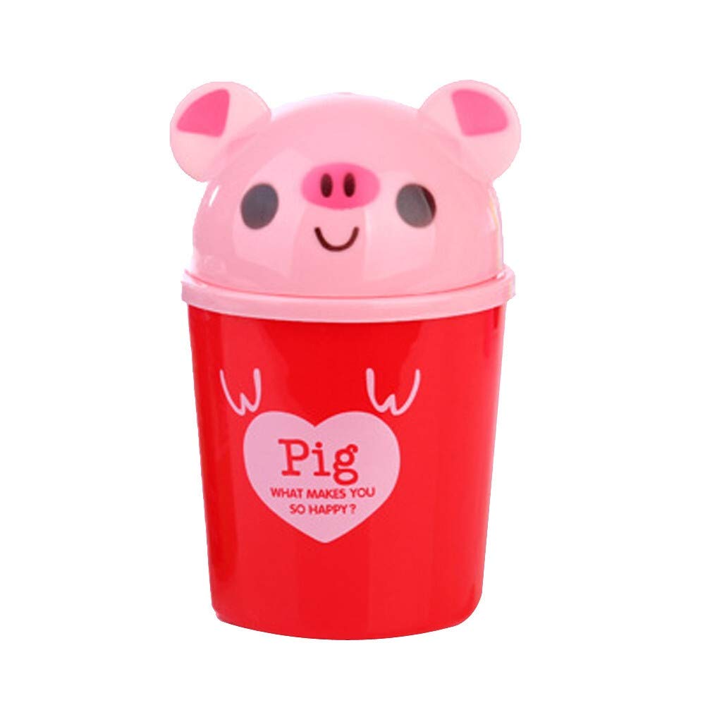 Sifanny Mini Desktop Trash Can with Lid - Small Swing Top Garbage Bin for Office, Home, Bedroom, Bathroom - Compact Waste Basket for Desk, Table, Countertop (Red)