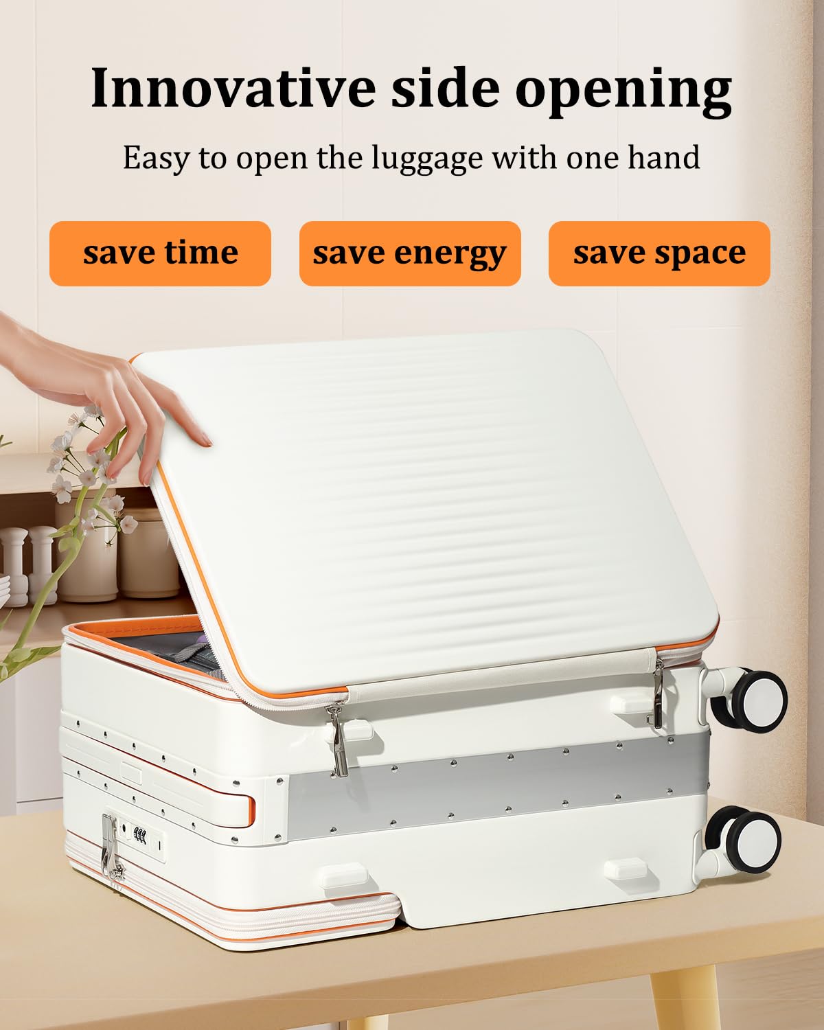 Joyway 20 Inch Lightweight Hardside Carry on Luggage with USB Charging Port - Airline Approved TSA Lock Spinner Wheel Suitcase (White) - Perfect for Business Travel, Weekend Getaways & Family Vacations