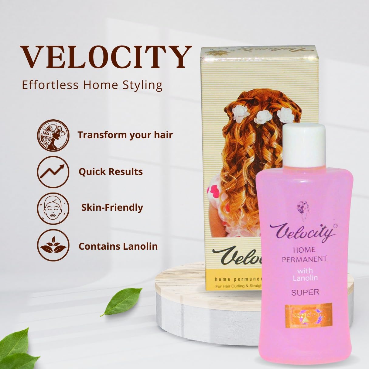 VELOCITY HOME PERMANENT Hair Curling & Straightening Iron - Baby Pink Professional Styling Tool for Salon-Quality Waves & Straight Hair at Home | Perfect for Daily Styling, Special Occasions & Salon-Like Results