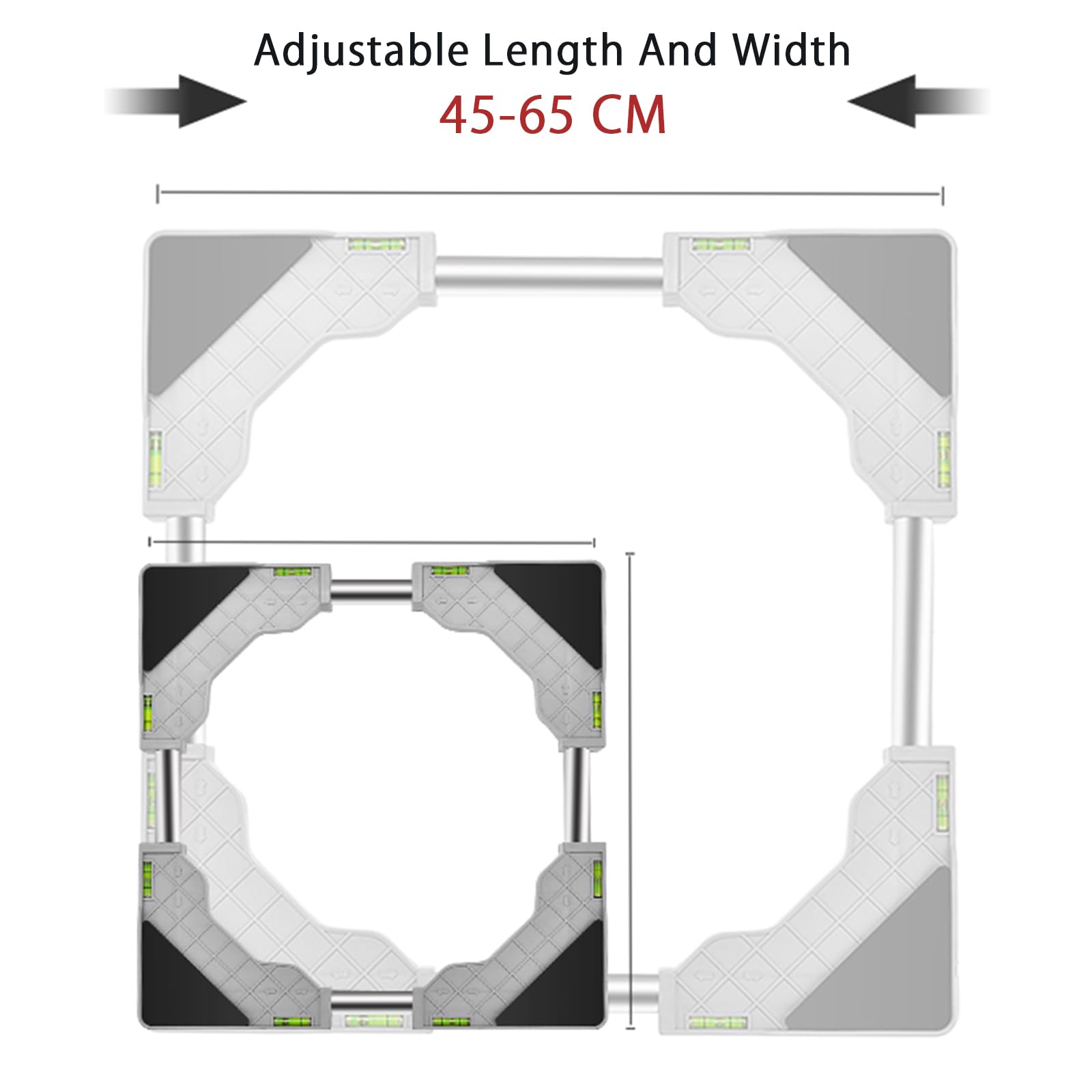 Adjustable Refrigerator & Washing Machine Stand - 29-32cm Height, 43-65cm Width - Heavy Duty Appliance Base with 4 Legs - Perfect for Laundry Room, Kitchen & Outdoor AC Units - Also Works as Plant Stand for Pots & Flower Containers
