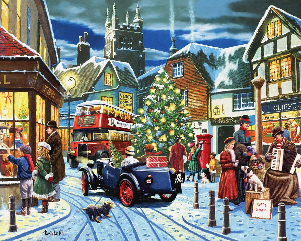 White Mountain 1000-Piece Christmas Village Jigsaw Puzzle for Winter Decor