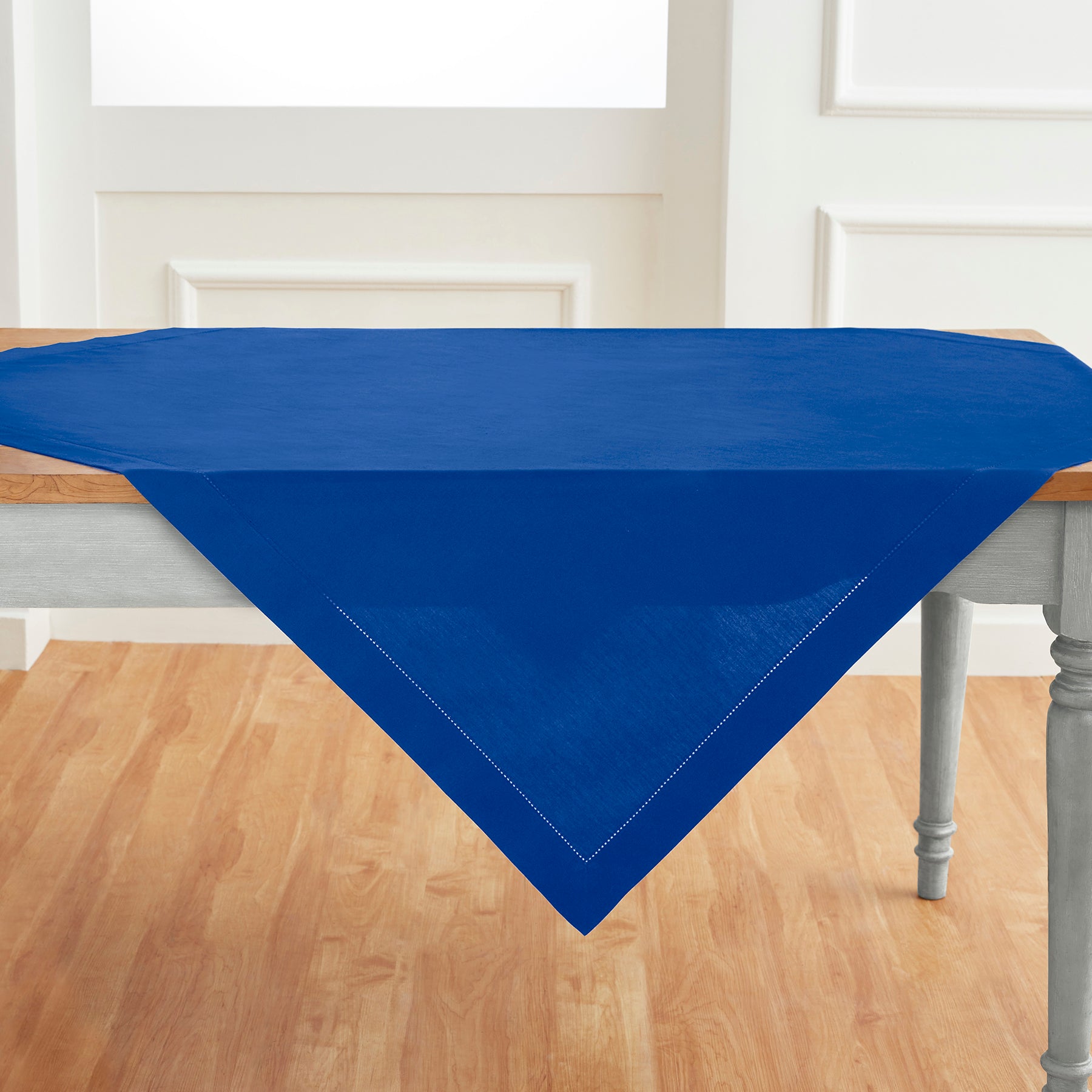 Premium Cotton Linen Hemstitch Table Throw - Elegant Decorative Table Runner for Dining Room, Wedding, Party & Home Decor