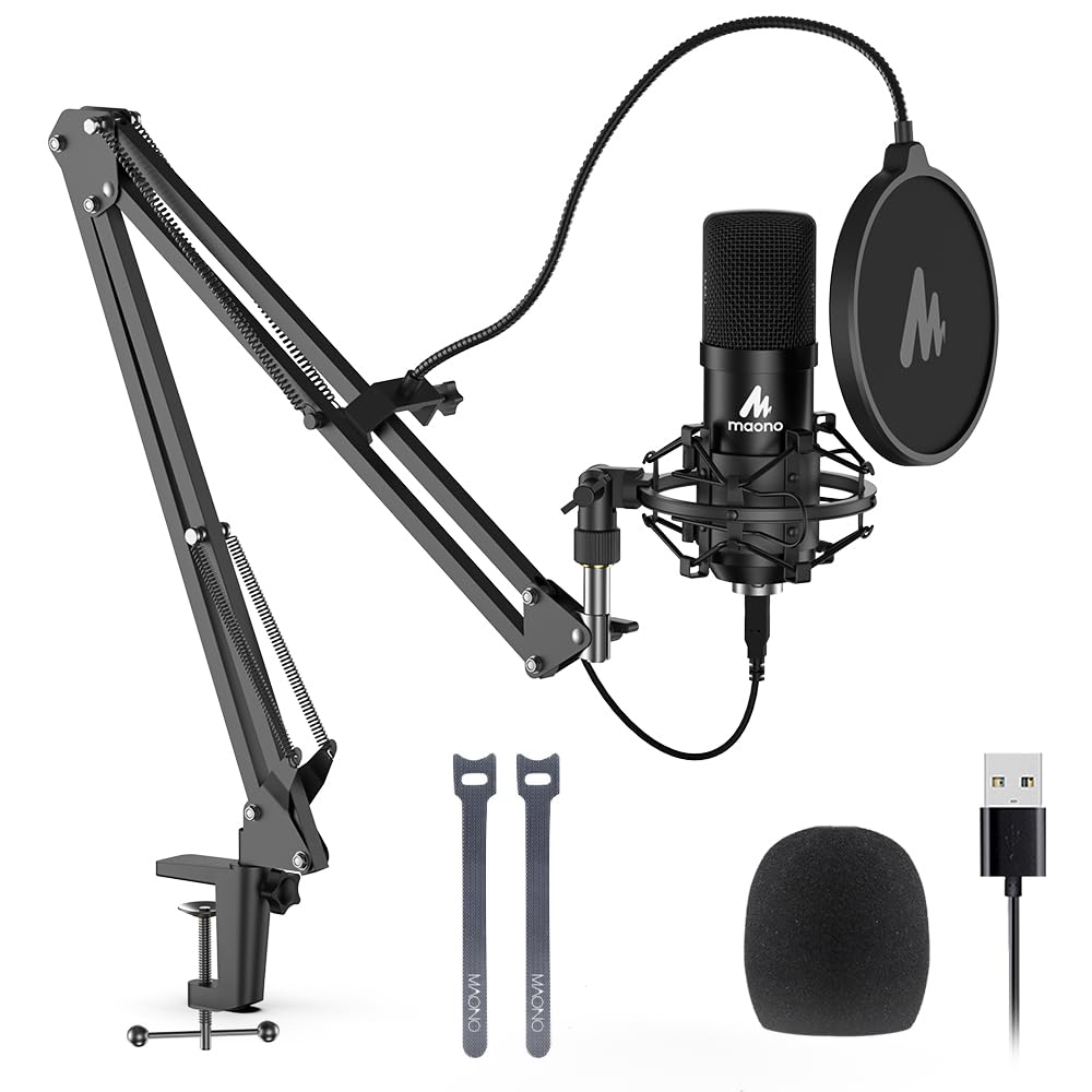 MAONO AU-A04 USB Microphone - 192KHZ/24Bit Professional Condenser Cardioid Metal Mic with Sound Chipset for Podcasting, Gaming, Streaming, YouTube & Voice Recording | Plug & Play PC Computer Mic Kit for Home Studio & Content Creation
