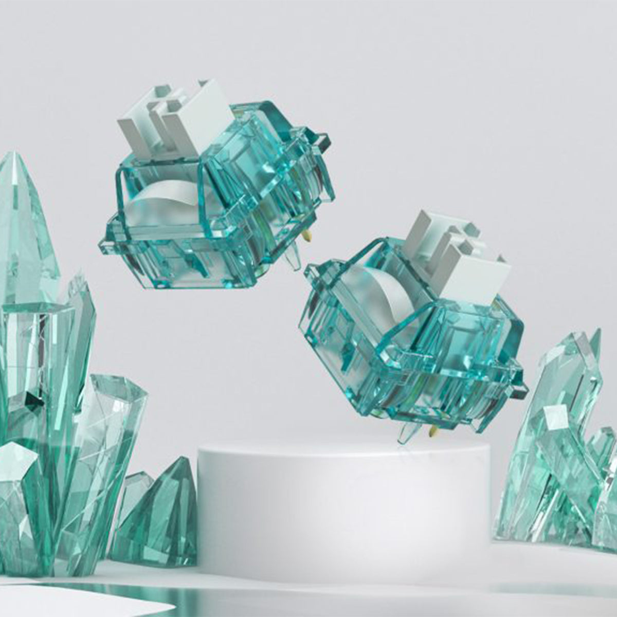 Akko Creamy Cyan 5 Pin Clicky Mechanical Switches with LED Diffuser - 45pcs Pack for Gaming Keyboard & Typing Enthusiasts