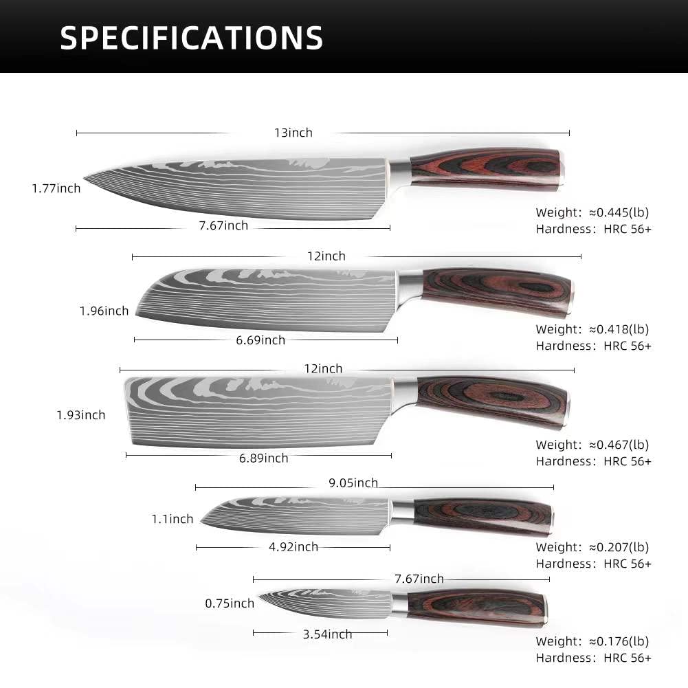 Premium 5-Piece German Stainless Steel Kitchen Knife Set (3.5-8 Inch) - Chef Knives with Storage Box for Slicing, Dicing & Food Prep - Perfect for Home Cooks & Professional Chefs