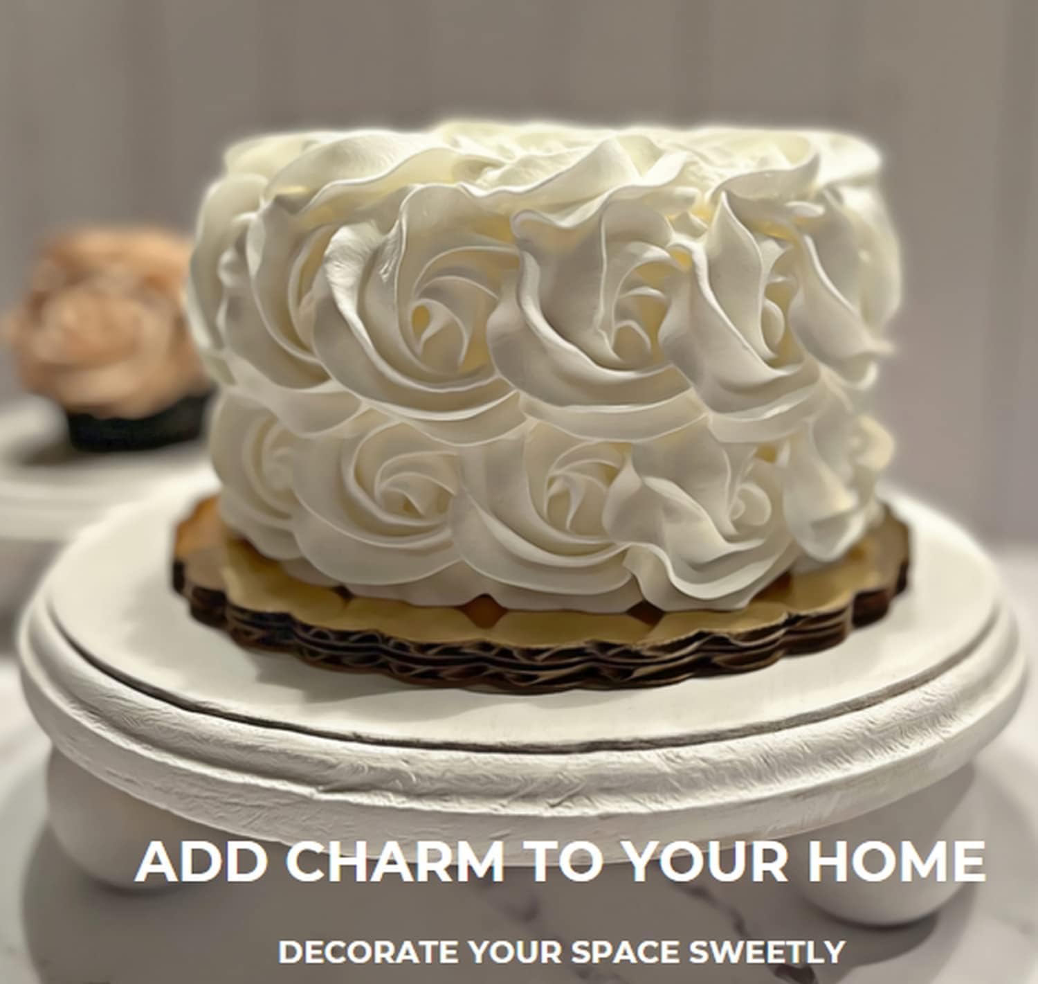 Dezicakes Handmade Ivory Rosette Fake Cake - Realistic Artificial Wedding & Party Decoration - Perfect for Centerpieces, Photo Props, and Event Displays
