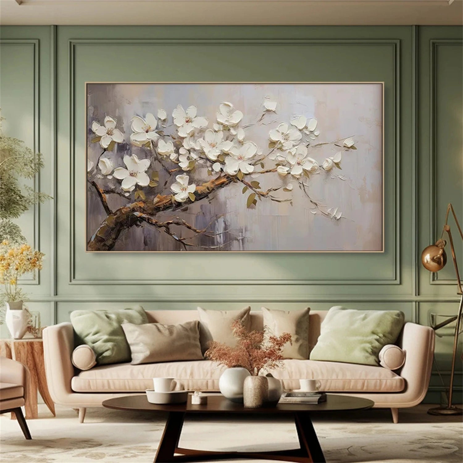 Beautiful Flower and Tree Painting #FT116 - Handmade Canvas Art for Home Decor, Living Room, Bedroom & Office Wall