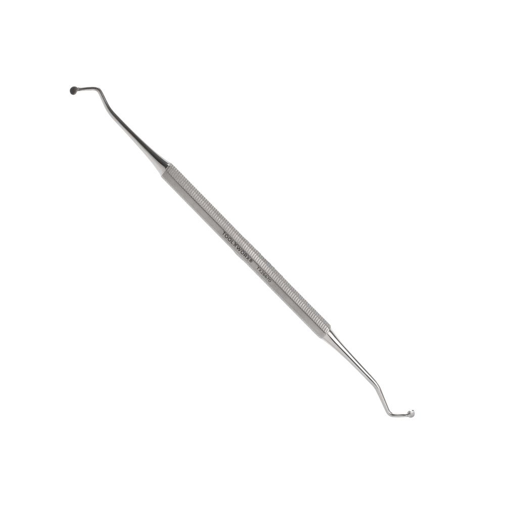 Tool Worx 2-in-1 Angled Tip Nail Cleaner - 6 Inch Stainless Steel Cuticle Pusher & Nail Scraper for Professional Manicures & Pedicures at Home or Salon
