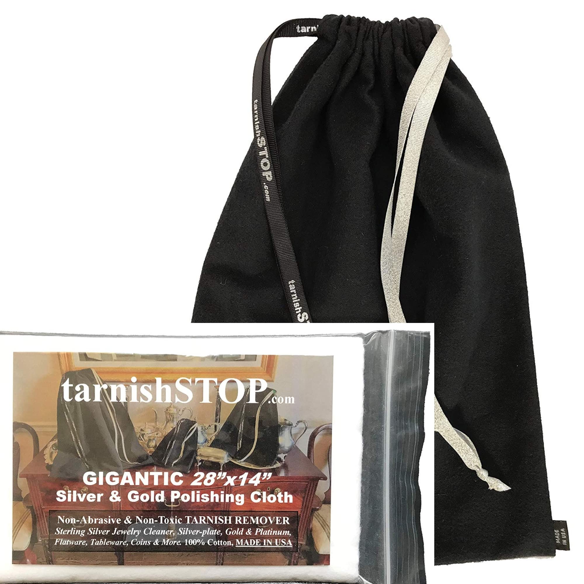 Premium Anti-Tarnish Storage Bags Set (3 Sizes) & Silver Polishing Cloth - USA Made for Sterling Silver & Silverplate - Jewelry, Silverware & Collectibles Protection
