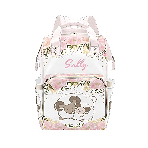 Stylish Parent-Child Sheep Diaper Backpack - Large Baby Nappy Bag with Name Tag, Unisex Tote Daypack for Moms & Dads | Perfect for Travel, Daycare & Family Outings