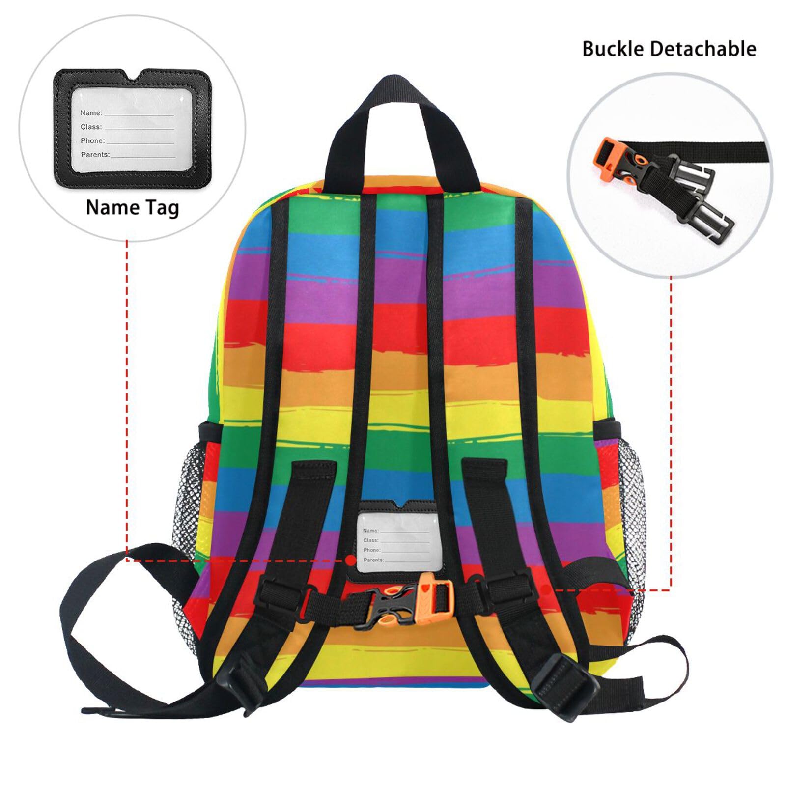 Rainbow Striped Kids Backpack - Lightweight Toddler Book Bag for Preschool, Kindergarten & Daycare - Durable Travel Backpack for Boys & Girls - Perfect for School, Outings & Carrying Toys