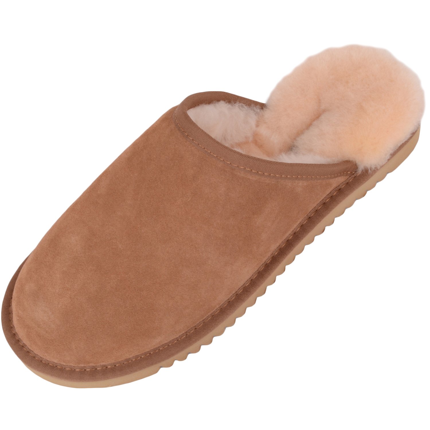 SNUGRUGS Men's Sheepskin Slippers with Suede Sole - Cozy Indoor/Outdoor House Shoes for Winter Comfort & Relaxation at Home