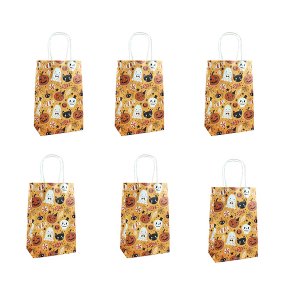 12 Pack Halloween Candy Bags - Funny Pumpkin Cat Skull Patterned Paper Gift Bags for Kids Party Favors (13.8x22x7.8cm) | Trick or Treat, Halloween Decorations & Party Supplies