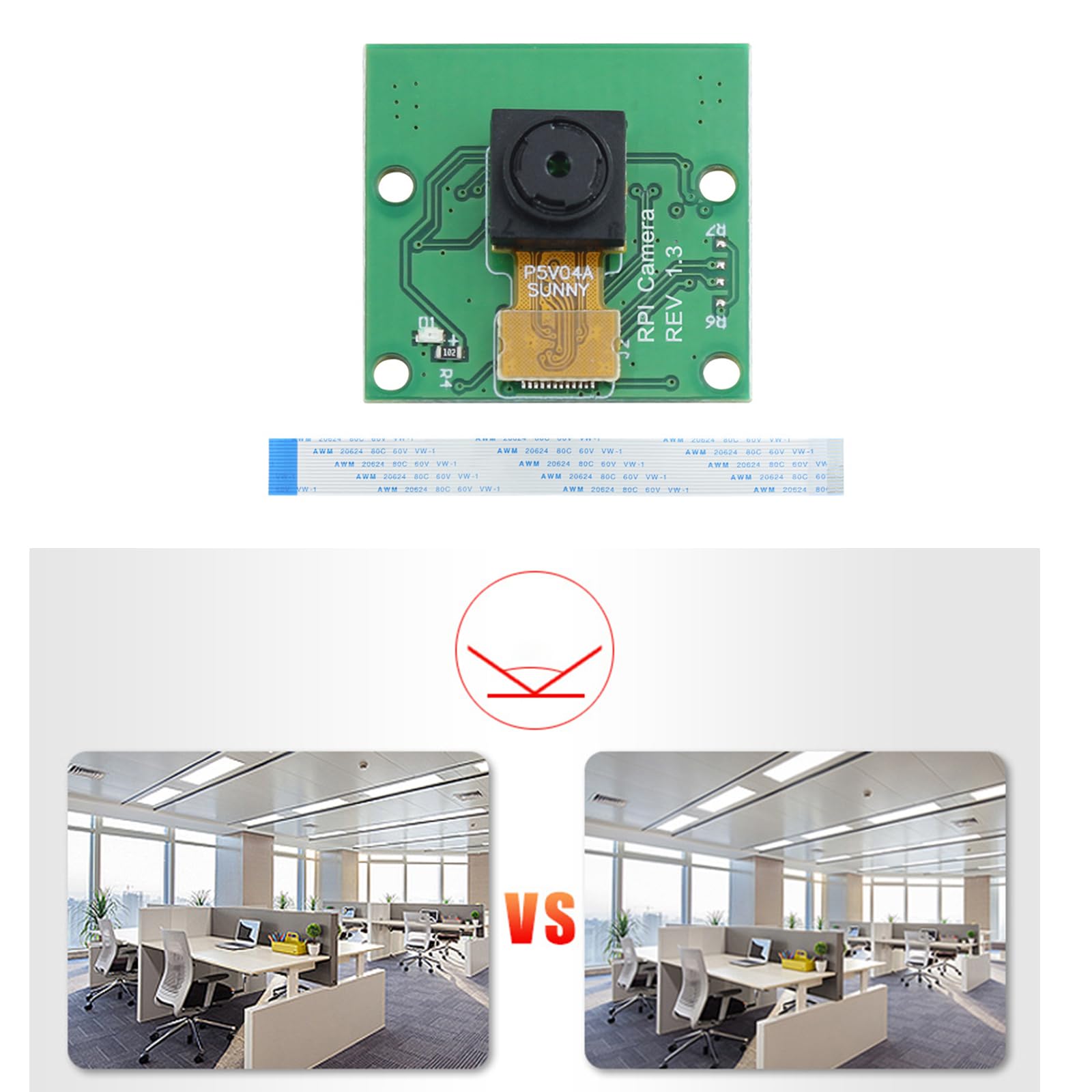 5MP Camera Module for Raspberry Pi 2/3/4/B+ with Cable - 1080p HD Webcam, 2592x1944 Resolution, 3.4mm Lens - Perfect for DIY Projects, Video Surveillance, and Live Streaming