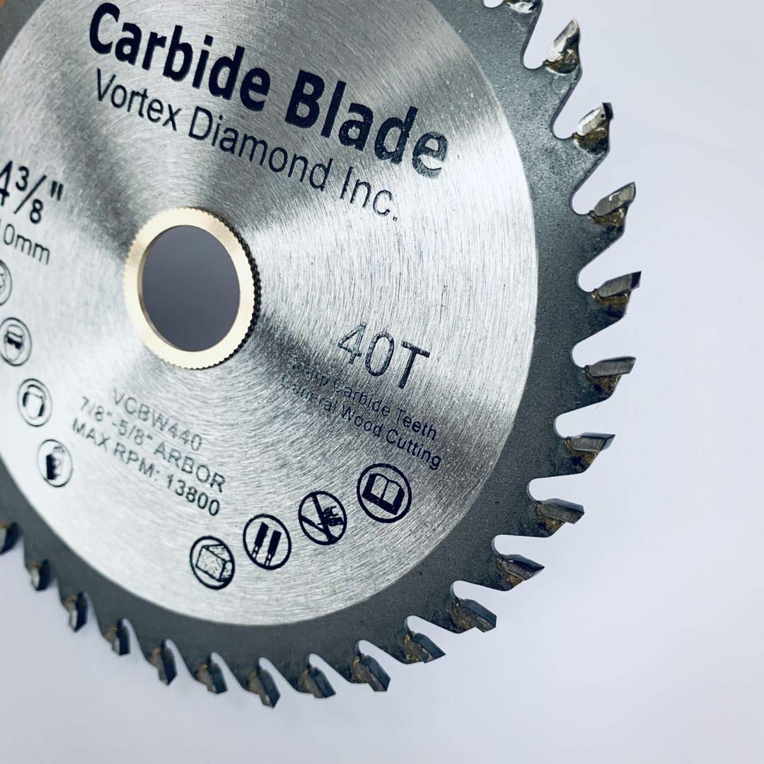 (10 Pack) VORTEX DIAMOND VWB 4-3/8 Inch 40 Teeth TCT Circular Saw Blade for Hardwood & Softwood - Premium General Purpose Cutting Tool - Perfect for DIY Projects, Woodworking, and Construction Work