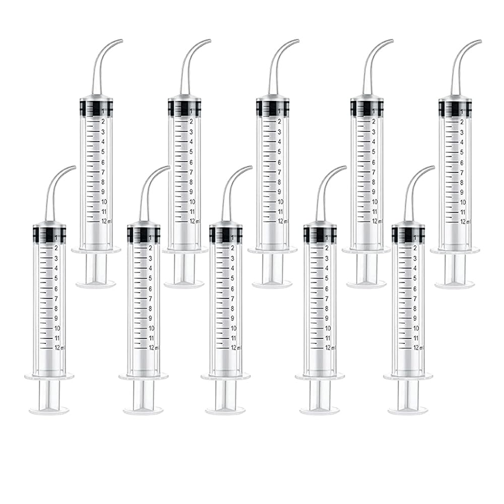 50 Pack Dental Irrigation Syringes with Curved Tip & Measurement - Oral Care Syringe for Tonsil Stones, Dentist Implants, Teeth Cleaning & Liquid Feeding - Perfect for Home Dental Care & Professional Use
